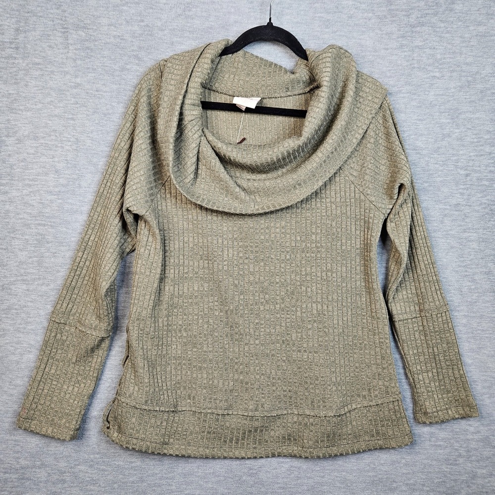 KNOW ROSE Women's Green Cotton Cowl Neck Long Sleeve Sweater Size M NEW